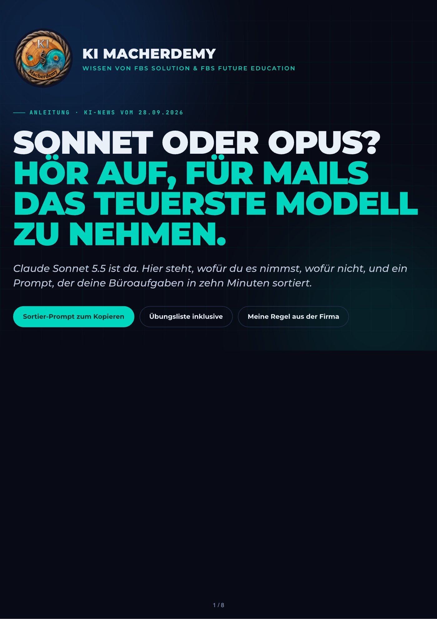Deckblatt: Sonnet oder Opus? Hör auf, für Mails das teuerste Modell zu nehmen.